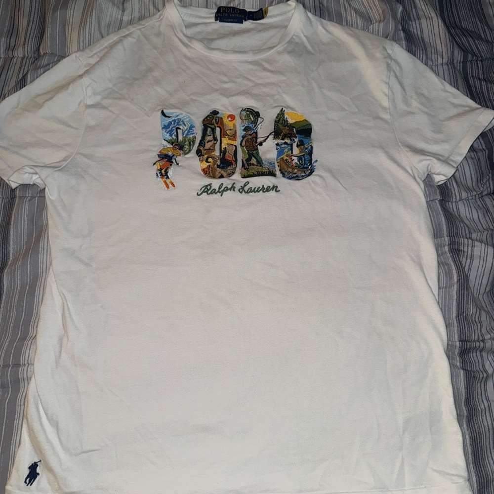 Ralph Lauren White Tee with Colorful Graphic